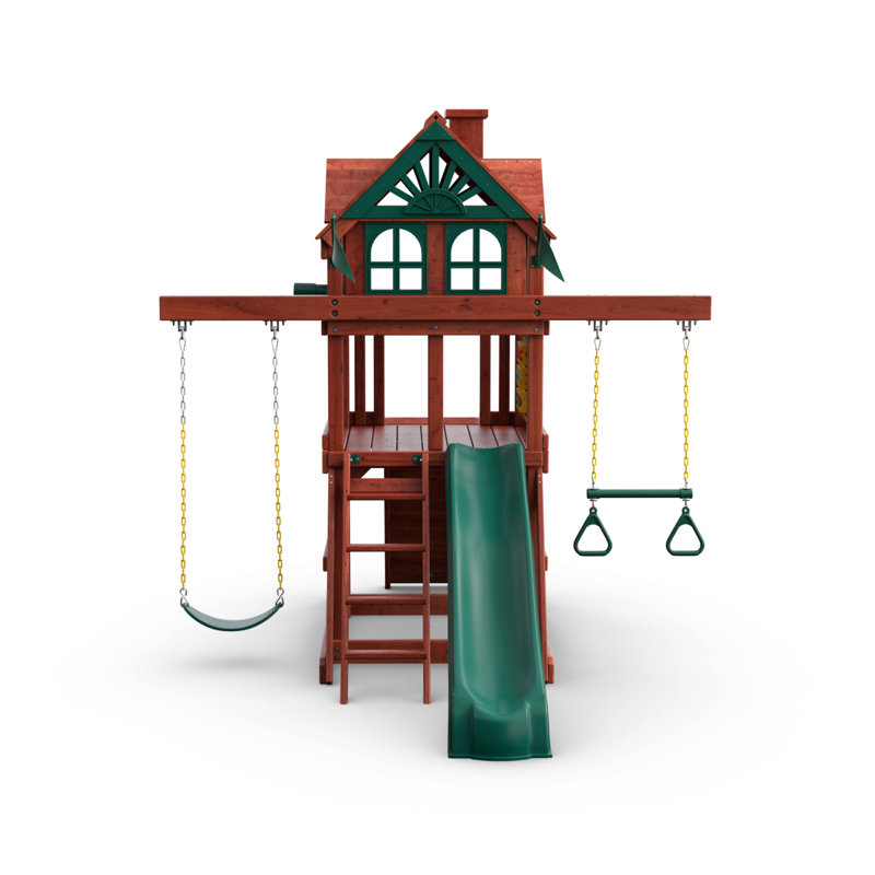 Gorilla Playsets Five Star II Space Saver Swing Set with Wood Roof